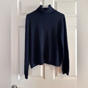 Ralph Lauren Women's Navy Silk and Cashmere Turtleneck Pullover